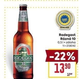 Pivo světlé výčepní Rázná 10° Radegast
