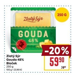 Sýr Gouda 48% Zlatý sýr Milkpol