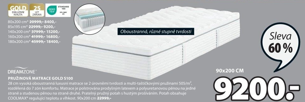 Pružinová matrace Gold Dreamzone
