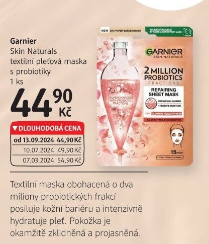 Textilní pleťová maska Garnier