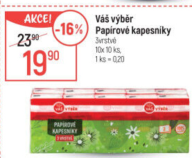 Papírové kapesníčky 3vrstvé Váš Výběr