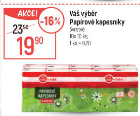 Papírové kapesníčky 3vrstvé Váš Výběr