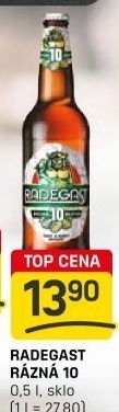 Pivo světlé výčepní Rázná 10° Radegast