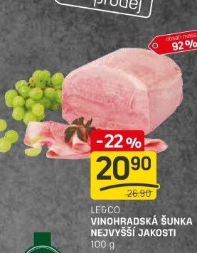 Šunka vinohradská nejvyšší jakosti LE&amp