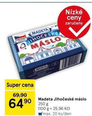 Máslo Jihočeské Madeta
