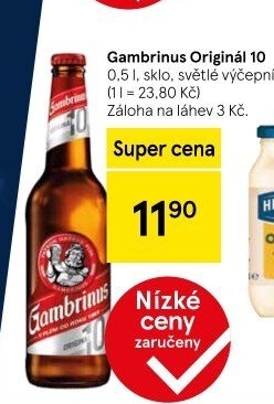Pivo světlé výčepní Originál 10° Gambrinus