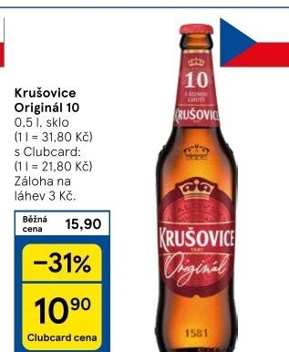 Pivo světlé výčepní Originál Královská 10° Krušovice