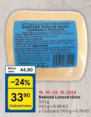 Těsto listové babické Šetra