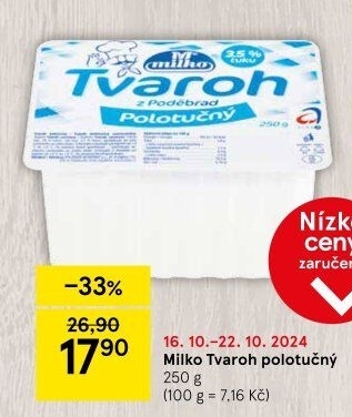 Tvaroh polotučný z Poděbrad Milko