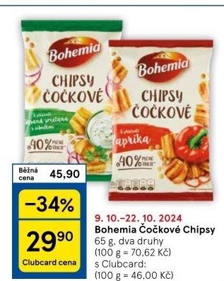 Čočkové chipsy Bohemia Chips
