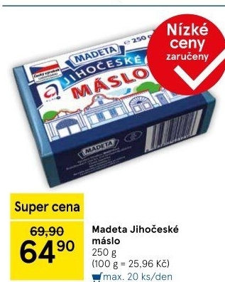 Máslo Jihočeské Madeta
