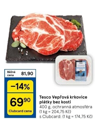 Vepřová krkovice bez kosti Tesco