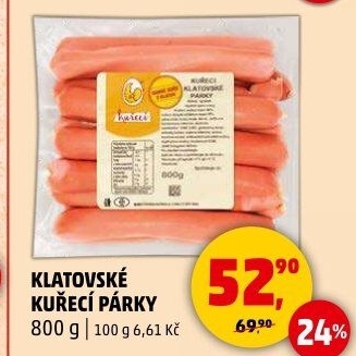 Kuřecí klatovské párky DZ Klatovy
