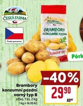 Brambory konzumní pozdní Česká farma
