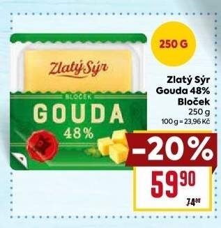 Sýr Gouda 48% Zlatý sýr Milkpol