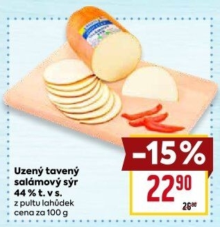 Sýr uzený salámový 44% Jihočeský Madeta
