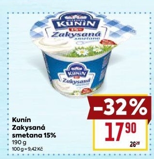 Zakysaná smetana Mlékárna Kunín 15%