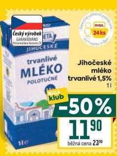 Mléko trvanlivé Jihočeské Madeta - 1,5% polotučné