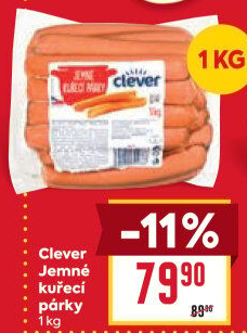 Párky kuřecí jemné Clever