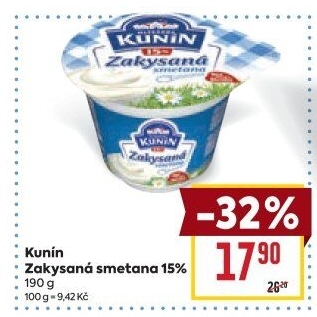 Zakysaná smetana Mlékárna Kunín 15%