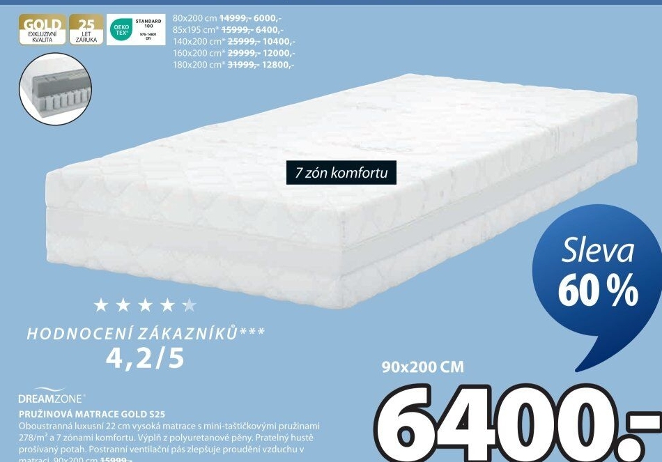 Pružinová matrace Gold Dreamzone