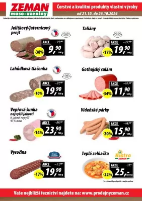 akční leták ZEMAN maso - uzeniny 21.10.2024-26.10.2024