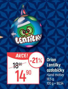 Čokoládová baňka s lentilkami Orion