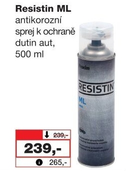 Antikorozní sprej k ochraně dutin aut Resistin ML Proxim