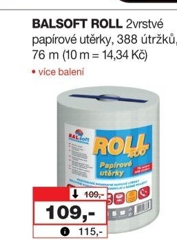 Papírové utěrky 2vrstvé Roll BALsoft