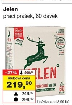 Prací prášek mýdlový Jelen