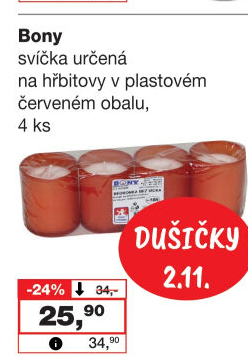 Svíčky hřbitovní - náplň Bony