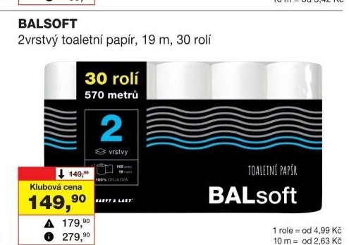 Toaletní papír 2vrstvý BALsoft