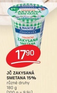 Smetana zakysaná Jihočeská Madeta 15%