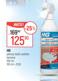 Čistič pěnový na vodní kámen HG