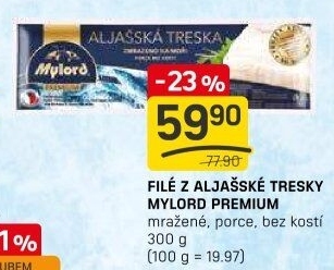 Aljašská treska filé bez kosti mražené Premium Mylord