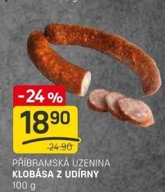 Klobása z udírny Příbramská uzenina