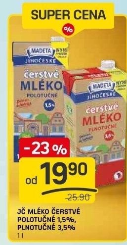 Mléko čerstvé Jihočeské Madeta