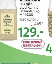 Rýže dlouhozrnná bio Basmati Alnatura