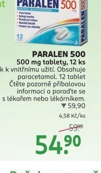 Tablety proti horečce a bolesti 500 Paralen