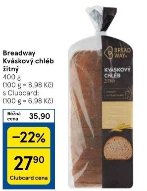 Chléb kváskový Tousťáček žitný Breadway