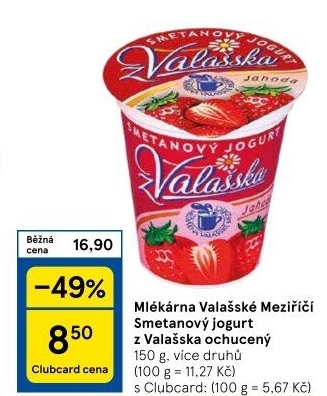 Jogurt smetanový ochucený z Valašska Mlékárna Valašské Meziříčí