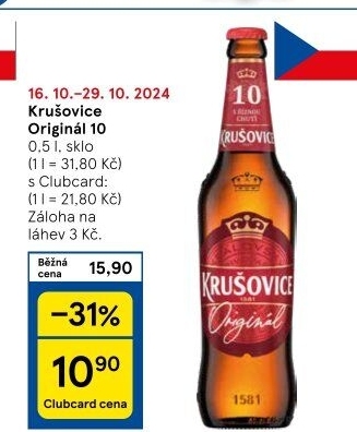 Pivo světlé výčepní Originál Královská 10° Krušovice