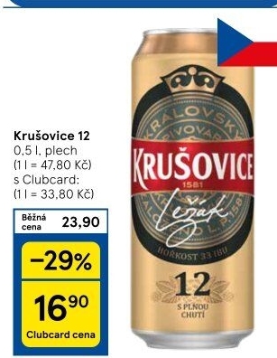 Pivo světlý ležák Královský 12° Krušovice