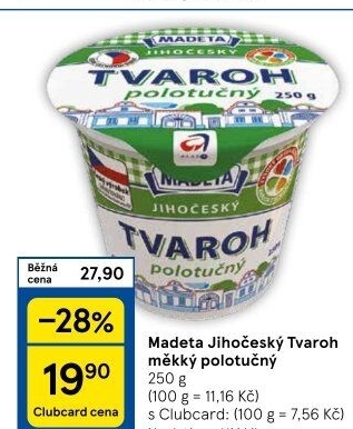 Tvaroh polotučný Jihočeský Madeta