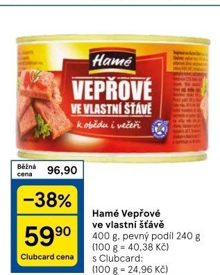 Vepřové maso ve vlastní šťávě Hamé