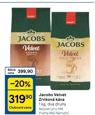 Zrnkové kávy Jacobs Velvet
