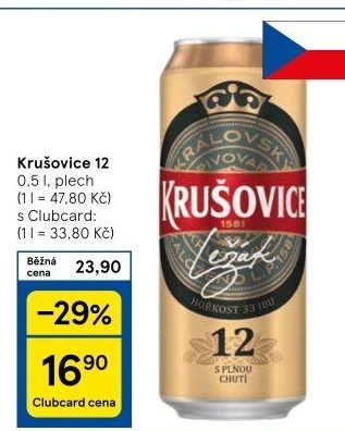 Pivo světlý ležák Královský 12° Krušovice