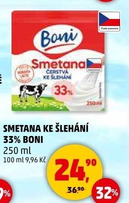 Smetana ke šlehání Boni 33%