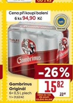 Pivo světlé výčepní Originál 10° Gambrinus