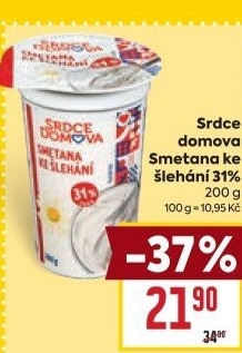 Smetana ke šlehání 31% Srdce domova